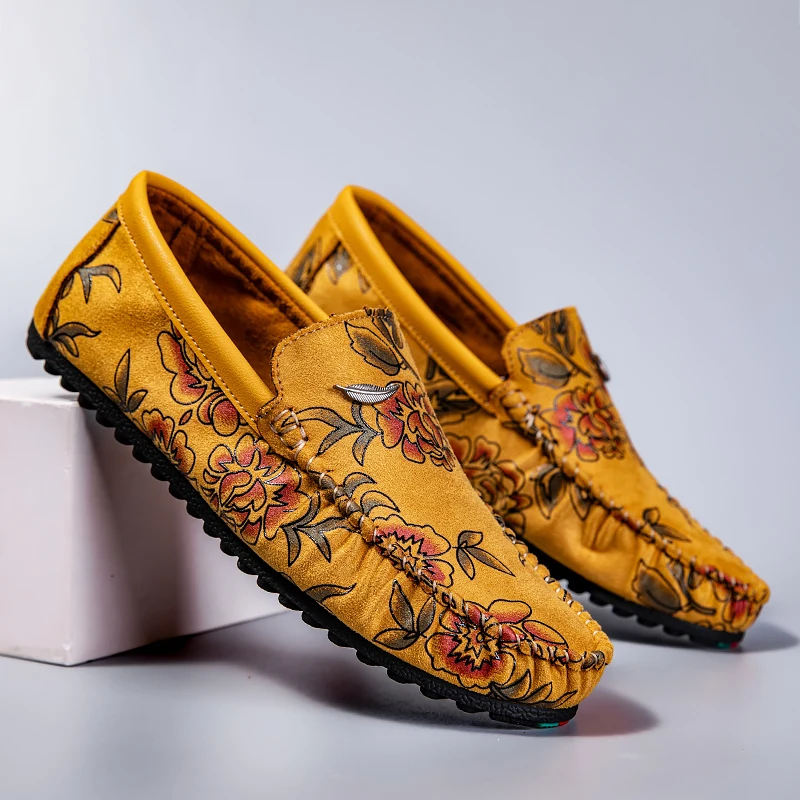 Floral Leather Loafers