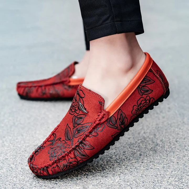 Floral Leather Loafers