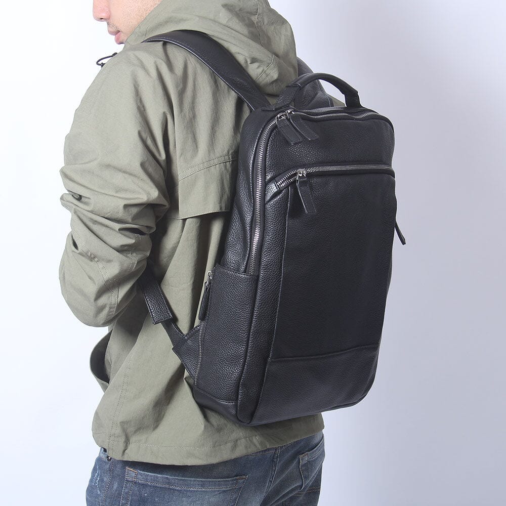 Black Leather Laptop Backpack | DALLAS
