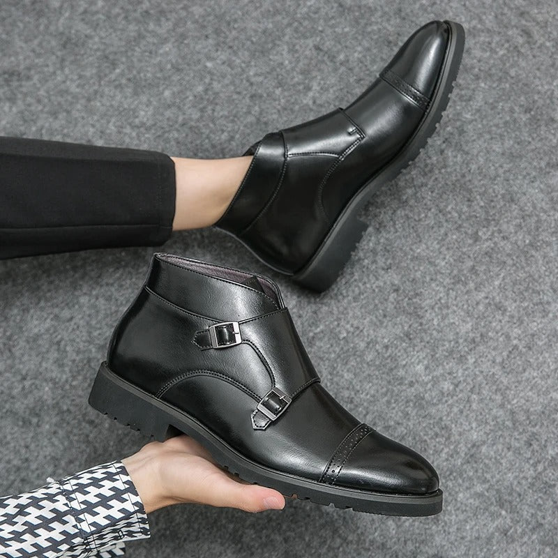 Parker | Faux Leather Double Monk Strap Boots