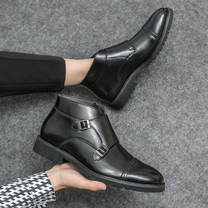 Parker | Faux Leather Double Monk Strap Boots