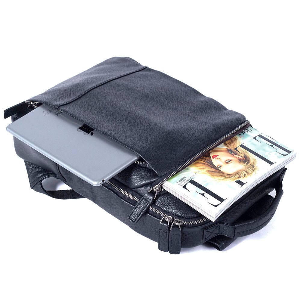 Black Leather Laptop Backpack | DALLAS