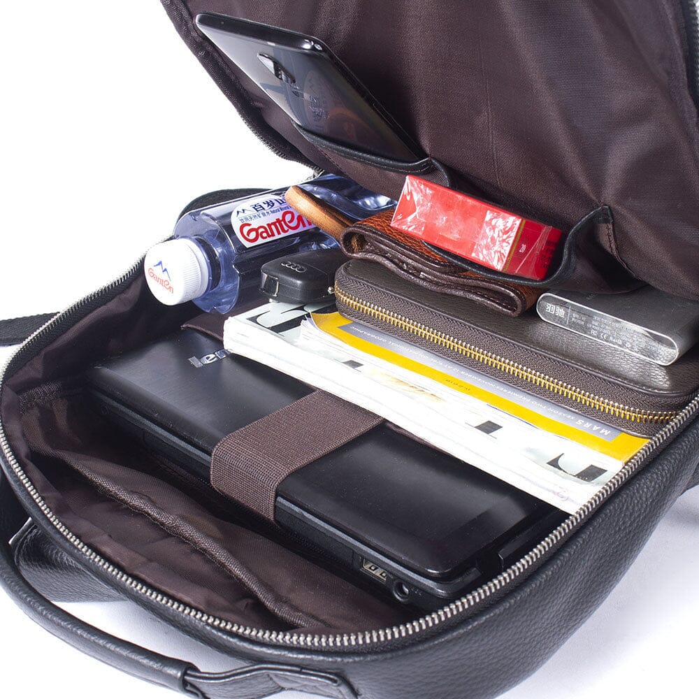 Black Leather Laptop Backpack | DALLAS
