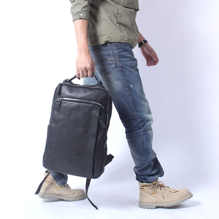 Black Leather Laptop Backpack | DALLAS