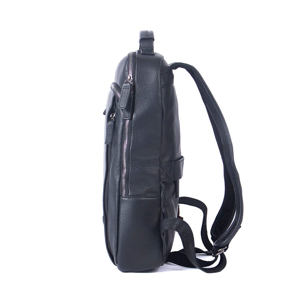 Black Leather Laptop Backpack | DALLAS